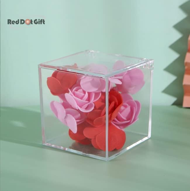 Red Dot Gift Crystal Acrylic Box (2 Size Options)—Transparent Clear Square Containers Featuring Secure Lids for Giveaways, Party Favors, Small Gifts, and Event Souvenirs - Image 3