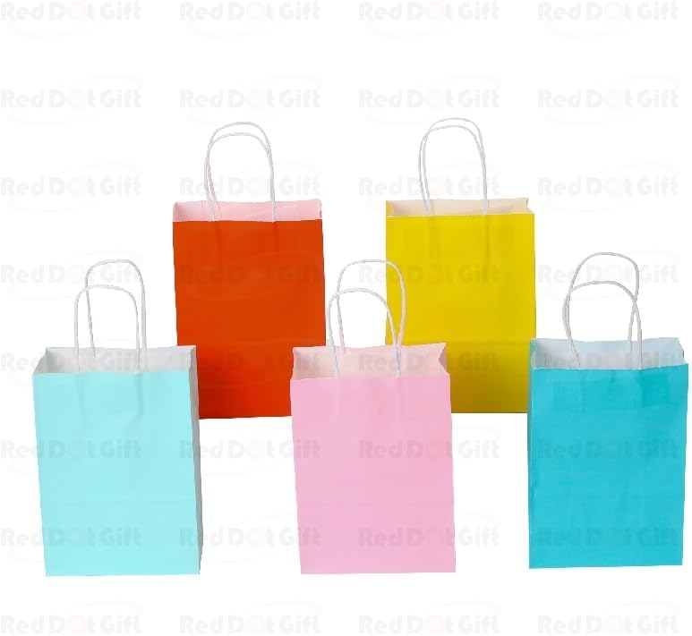 mixed color kraft paper gift bags 24 pack