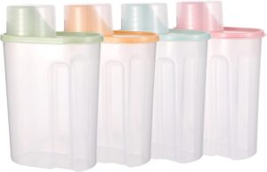 Red Dot Gift Pack of 4 2.5L Plastic Rice and Cereal Storage Containers (Set of 4 Units) – Airtight Kitchen Dispensers Featuring Clear Design and Measuring Cups for Dry Food, Grain, and Pantry Organization