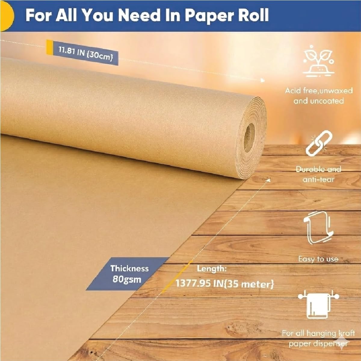 Red Dot Gift Wrapping Paper Roll (2-Color Options, 3-Size Options) – Durable Kraft Paper Roll for Gift Wrapping, Art, Crafting, and Packaging - Image 4