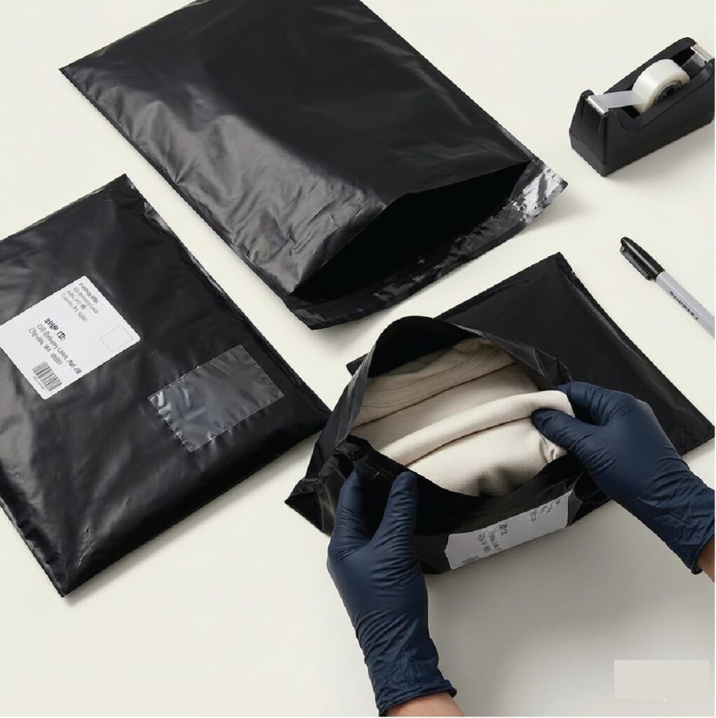 matte black poly mailing envelopes.