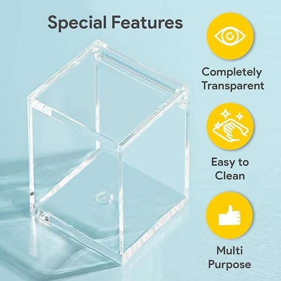 Crystal Acrylic Box clear square container with secure lid