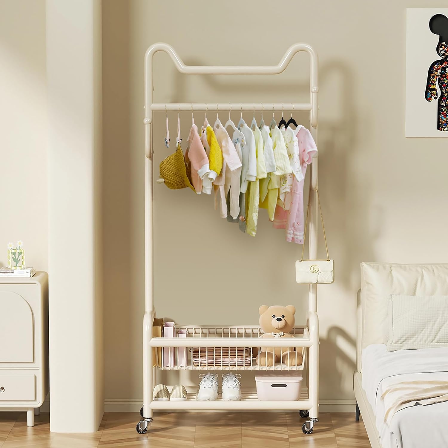 Baby Velvet Hangers 11.8'' with Movable Clips, Non-Slip Kids Clothes Hangers, Ultra-Thin Space-Saving Children's Felt Hangers for Shirts, Pants, Dresses, Skirts, and Jackets - Image 5