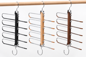 Red Dot Gift Wooden Pants Hangers (3 Color Options, Space-Saving Multi-Functional Design) – Non-Slip Multi-Tier Jeans and Slack Racks for Ultimate Closet Organization