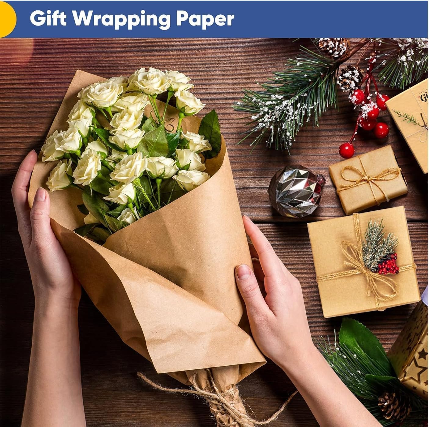 Red Dot Gift Wrapping Paper Roll (2-Color Options, 3-Size Options) – Durable Kraft Paper Roll for Gift Wrapping, Art, Crafting, and Packaging - Image 3