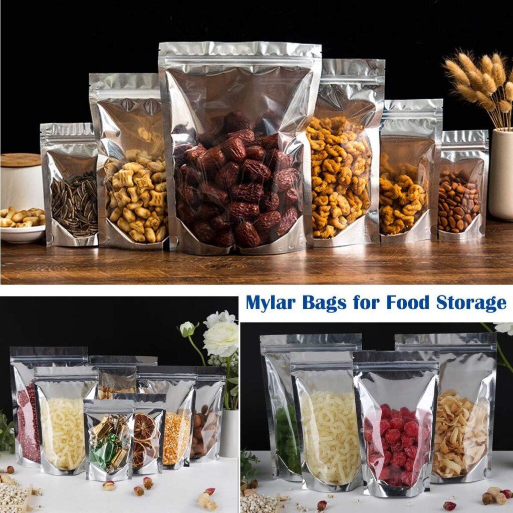 Stand Up Mylar Pouches with Clear Front and Silver Foil Back
