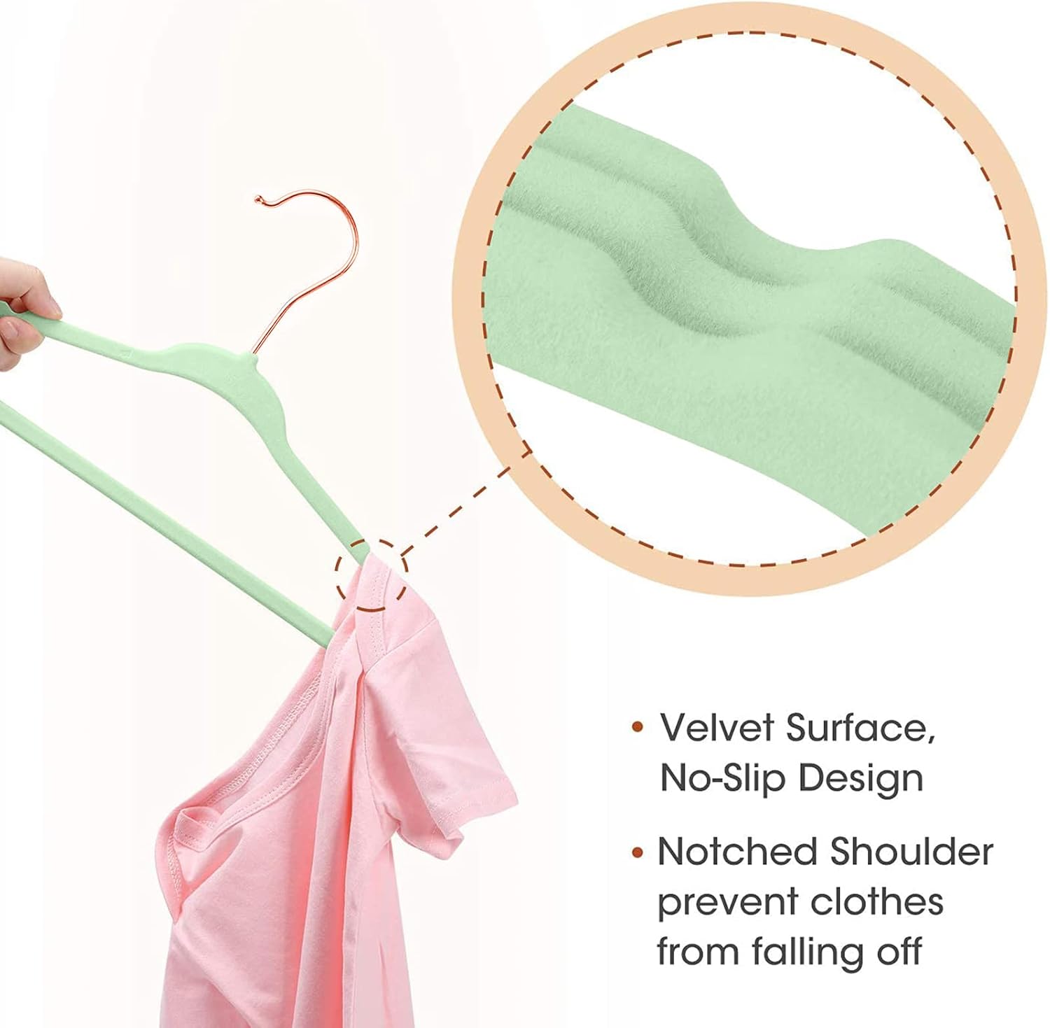 Rose-Gold Hook Baby Velvet Hangers 11-Inch Nursery (9 Color Options) Clothes Hangers Non-Slip Toddler Hangers, 360 Chrome - Image 11