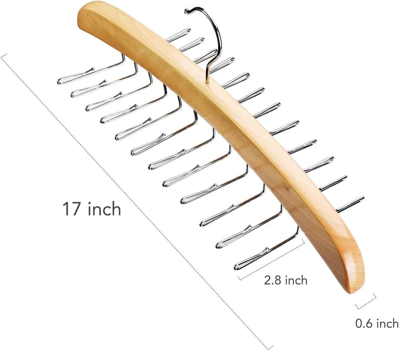 House Day Wooden Tie Rack Hanger (Rotating Twirl Design, 24-Tie Capacity) – Heavy-Duty Belt and Tie Organizer Holder Hook for Closet Storage - Image 2