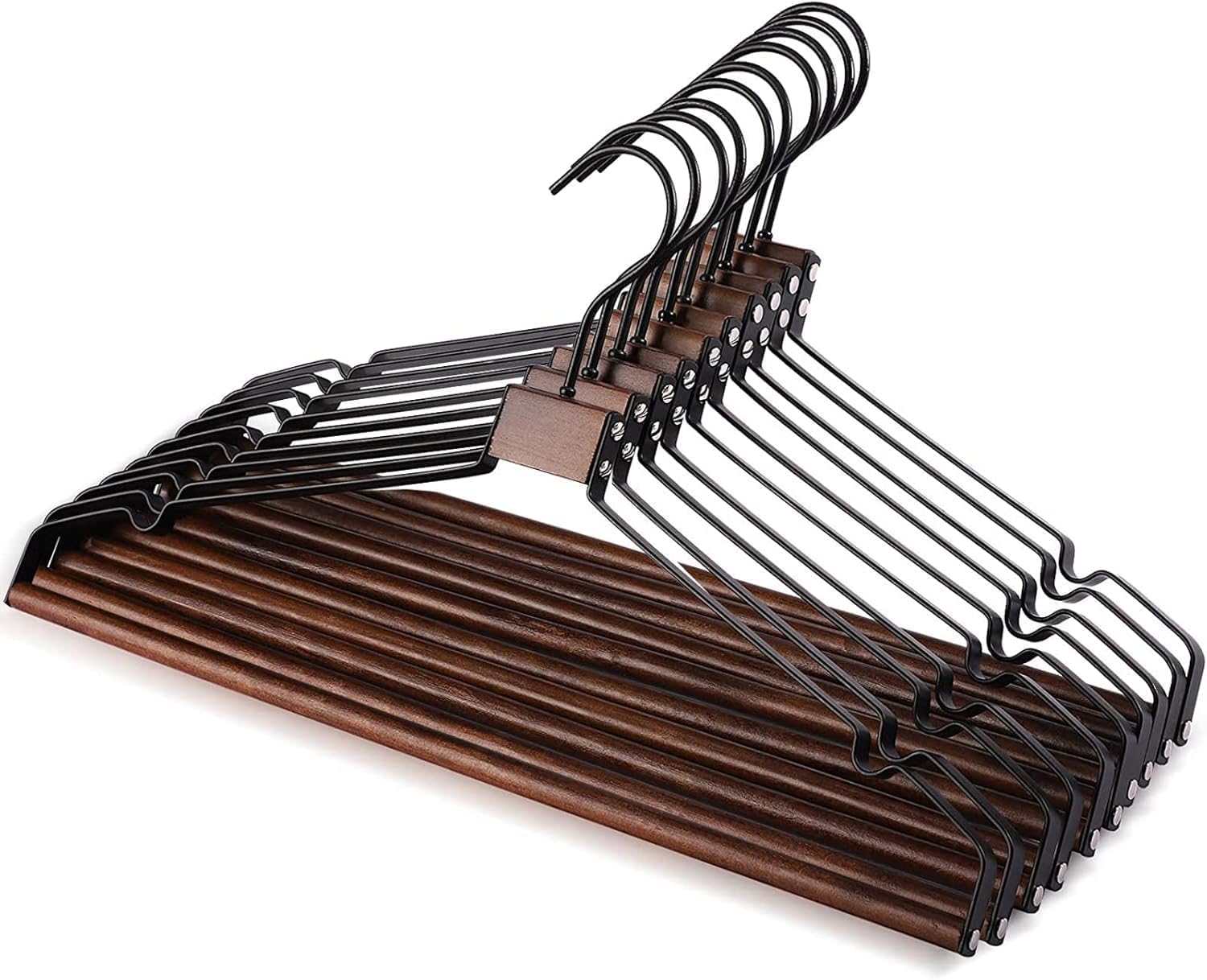 High-grade metal hangers (2 color options): Wooden Heavy-Duty Hangers for Clothes, Durable Wire Coat Hangers, Natural Wooden Hangers, Trouser Hangers with Multi-Function - Image 4