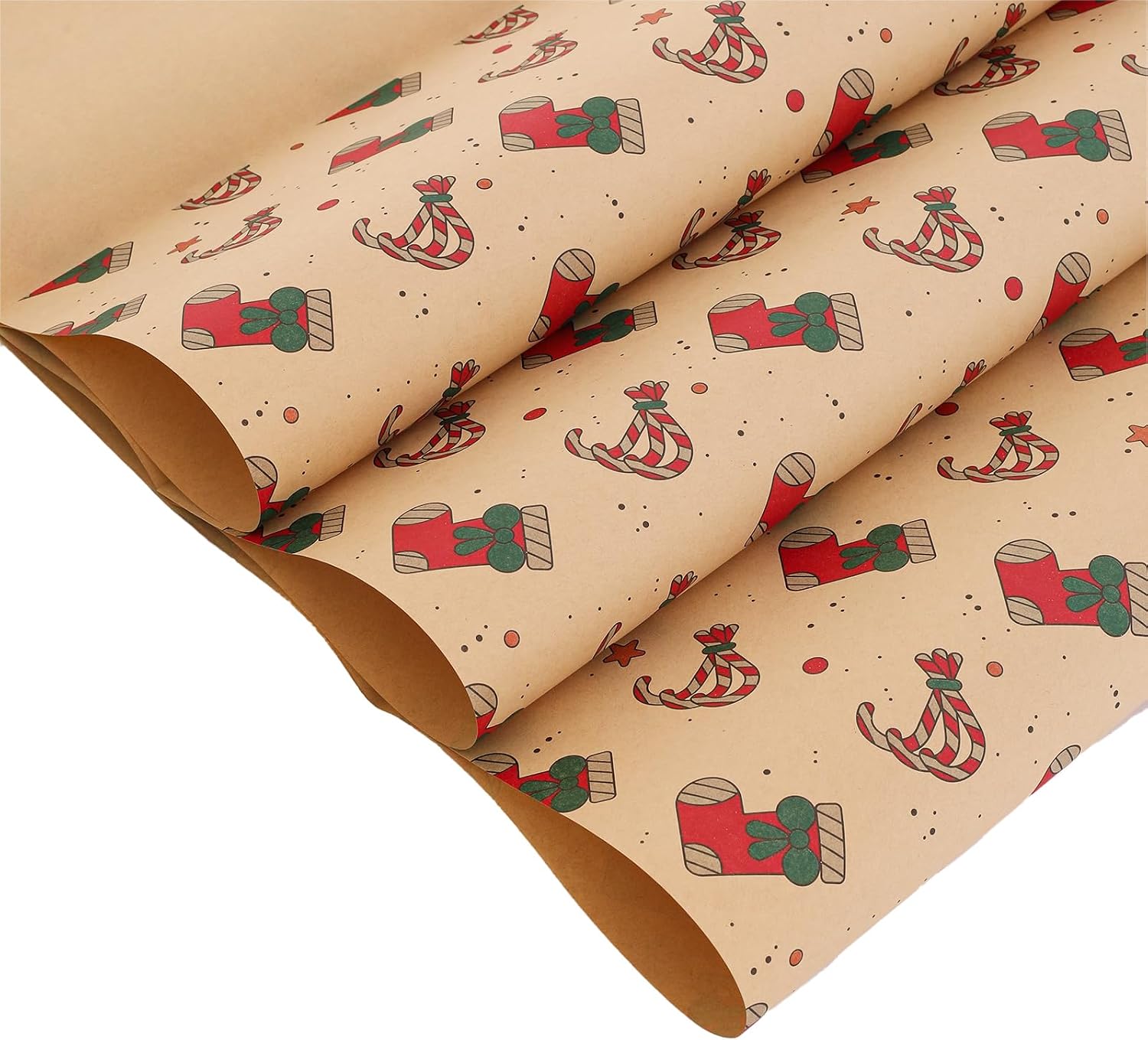 Christmas Confetti Design Wrapping Paper 70*50cm Christmas Gift Wrapping Paper, Brown Kraft Christmas Wrapping Paper for Christmas,Party,Festive Decorations. - Image 6