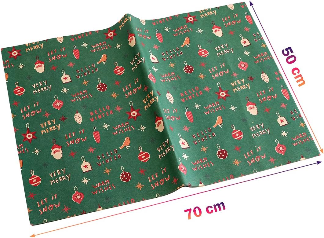 Christmas Confetti Design Wrapping Paper 70*50cm Christmas Gift Wrapping Paper, Brown Kraft Christmas Wrapping Paper for Christmas,Party,Festive Decorations. - Image 9