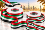 Red Dot Gift UAE Flag Grosgrain Ribbon Roll (25 Yards, 2-Color Options) – Striped Decorative Ribbon for UAE National Day, Flag Day, Gift Wrapping, and Crafts