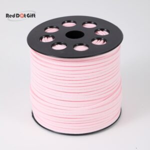 50/100 Yards Baby Pink Color Suede Cord, Leather Ribbon 2.6mm x 1.5mm Suede Lace Faux Leather Cord with Roll Spool Beading Craft Thread for Bracelet Necklace Beading DIY Handmade Crafts Thread.