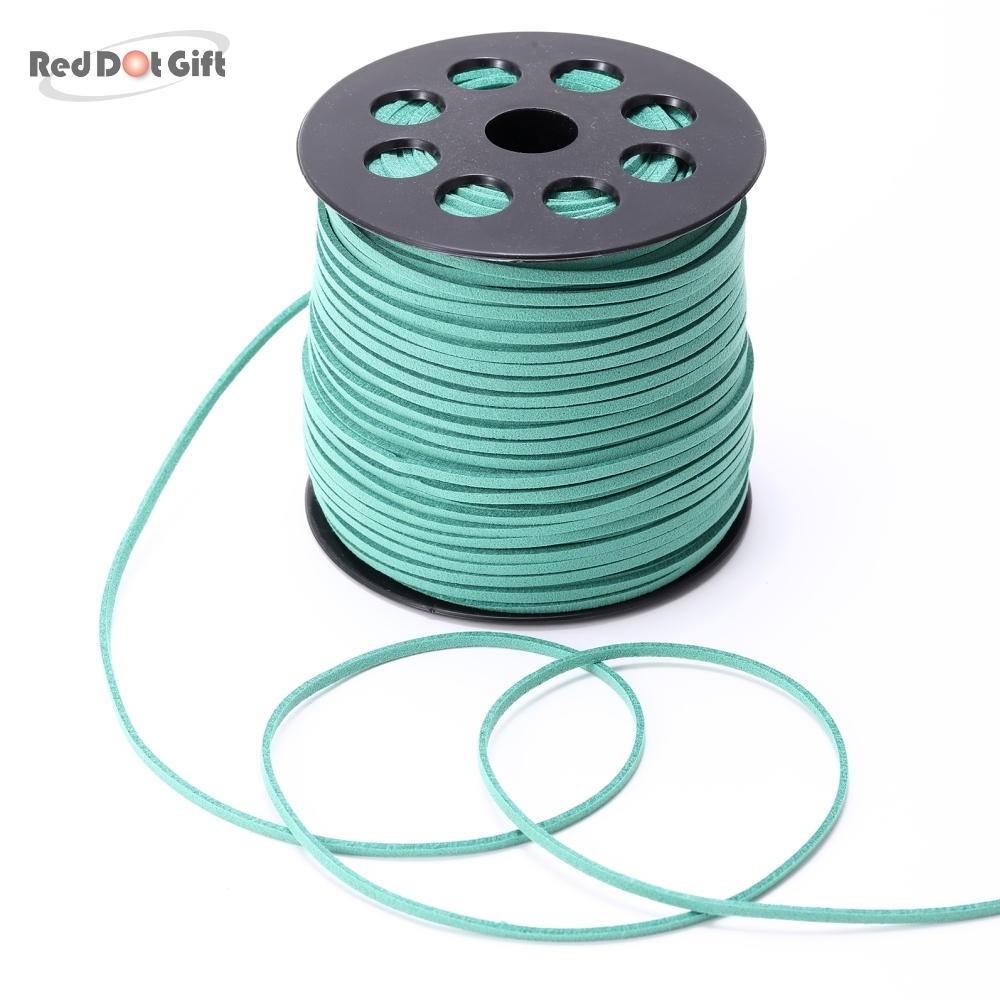3mm 50 Yard Suede Cord with Roll Spool Flat Faux Leather Lace DIY Craft,  Green