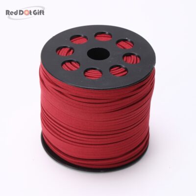 50/100 Yards Red Color Suede Cord, Leather Cord, Leather Ribbon 2.6mm x 1.5mm Suede Lace Faux Leather Cord with Roll Spool Beading Craft Thread for Bracelet Necklace Beading DIY Handmade Crafts Thread.