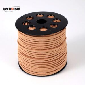 50/100 Yards Kraft/Light Brown Color Suede Cord, Leather Cord, Leather Ribbon 2.6mm x 1.5mm Suede Lace Faux Leather Cord with Roll Spool Beading Craft Thread for Bracelet Necklace Beading DIY Handmade Crafts Thread.