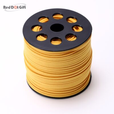 50/100 Yards Yellow Color Suede Cord, Leather Cord, Leather Ribbon 2.6mm x 1.5mm Suede Lace Faux Leather Cord with Roll Spool Beading Craft Thread for Bracelet Necklace Beading DIY Handmade Crafts Thread.