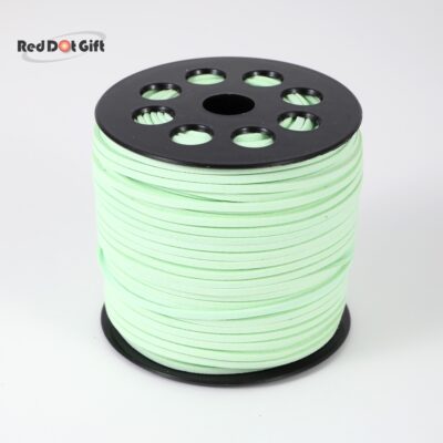 50/100 Yards Light Green Color Suede Cord, Leather Cord, Leather Ribbon 2.6mm x 1.5mm Suede Lace Faux Leather Cord with Roll Spool Beading Craft Thread for Bracelet Necklace Beading DIY Handmade Crafts Thread.