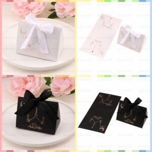 REDDOTGIFT Pack of 20 Ramadan Kareem Gift Boxes, Small Size Gift Boxes with Ribbon | (White/Black)