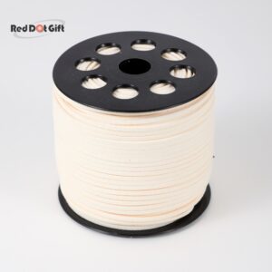 50/100 Yards Ivory Color Suede Cord, Leather Ribbon 2.6mm x 1.5mm Suede Lace Faux Leather Cord with Roll Spool Beading Craft Thread for Bracelet Necklace Beading DIY Handmade Crafts Thread.