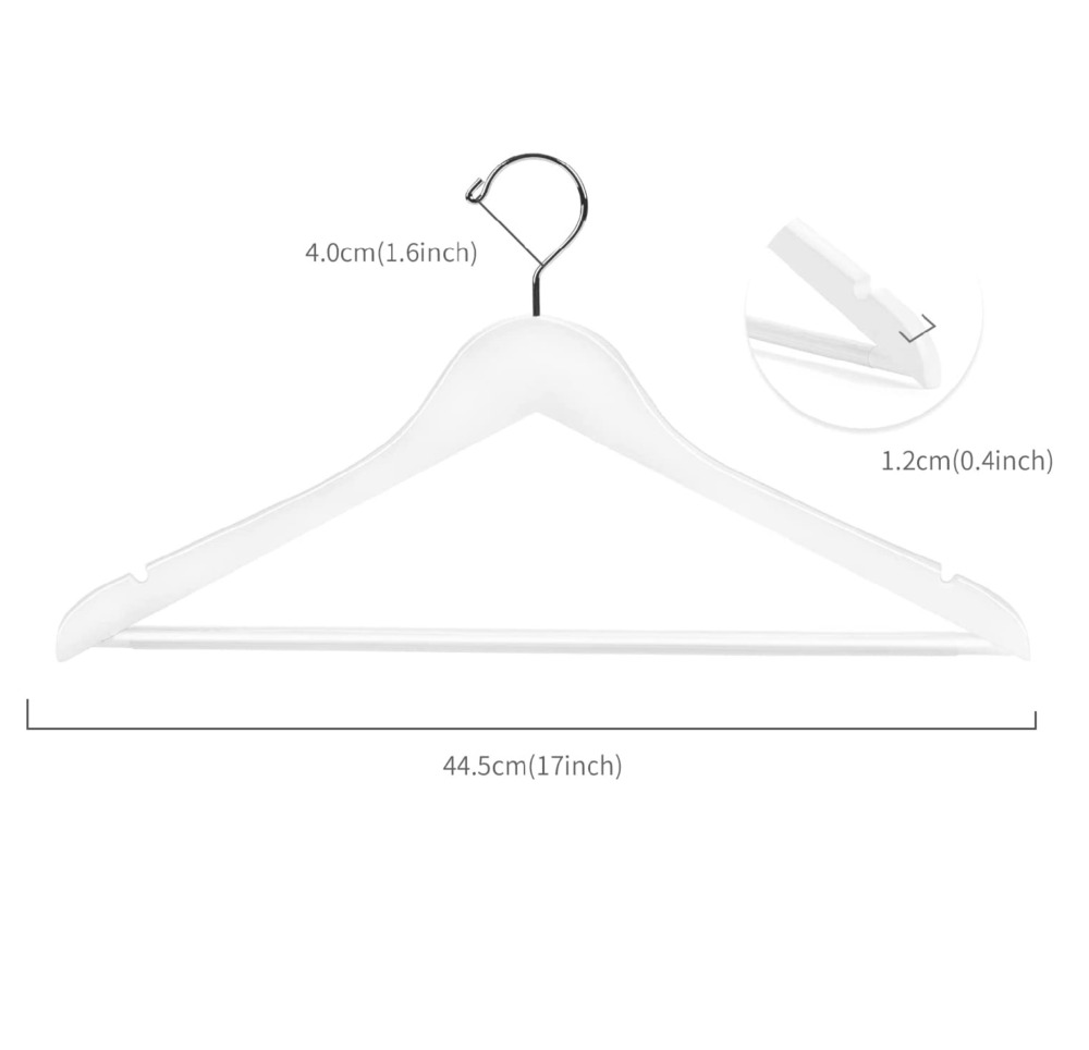Nature Smile White Wooden Coat Hangers 16 Pack Premium Solid Wood Suit