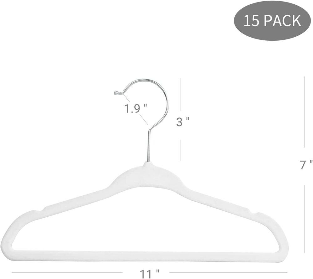 ManGotree 15 Pack White 11inch Baby Clothes Hangers, Velvet Kids