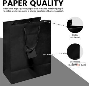Black Plain Paper Bags for shopping Birthday Party Favor Bags Bridal showers, Mother's Day, baby showers, and wedding presents.