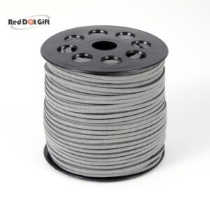50/100 Yards Grey Color Suede Cord, Leather Cord, Leather Ribbon 2.6mm x 1.5mm Suede Lace Faux Leather Cord with Roll Spool Beading Craft Thread for Bracelet Necklace Beading DIY Handmade Crafts Thread.
