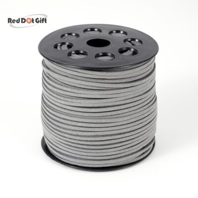 50/100 Yards Grey Color Suede Cord, Leather Cord, Leather Ribbon 2.6mm x 1.5mm Suede Lace Faux Leather Cord with Roll Spool Beading Craft Thread for Bracelet Necklace Beading DIY Handmade Crafts Thread.