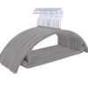 Premium Velvet Hangers (Pack of 50) Heavy duty- Non Slip No Shoulder Bump Suit Hangers - Chrome Hooks, Space Saving Clothes Hangers, Rounded Hangers for Coat,Sweater,Jackets,Pants (Grey)