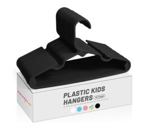 House Day Kids Hangers, Premium Baby Hangers for Closet, Slim Plastic Hangers Cute Infant Hangers, Durable Kids Clothes Hanger Toddler Hangers, Childrens Hangers Baby Hangers for Nursery Black