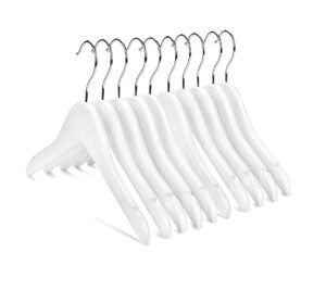 Nature Smile Kids Baby Children Toddler Wooden Shirt Coat Hangers with Notches and Anti-rust Chrome Hook Pack of 10 (White)