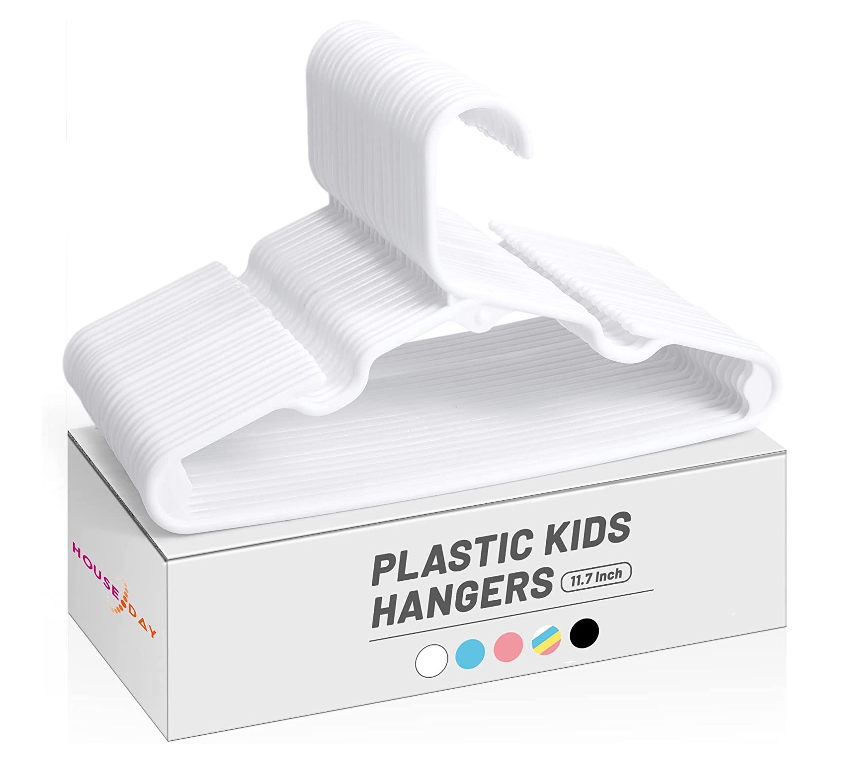 House Day Kids Hangers, Premium Baby Hangers for Closet Slim Plastic Hangers Cute Infant Hangers, Durable Kids Clothes Hanger, Toddler Hangers, Childrens Hangers Baby Hangers for Nursery White