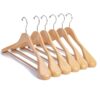 Nature Smile Luxury Natural Wooden Suit Hangers - 6 Pack - Wood Coat Hangers,Jacket Outerwear Shirt Hangers,Glossy Finish with Extra-Wide Shoulder, 360 Degree Swivel Hooks & Anti-Slip Bar with Screw