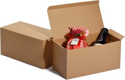 Brown Cardboard Gift Boxes Favor for Bridesmaid & Groomsmen Proposal/Birthday/Party/Wedding, Kraft Paper Present Packaging Box with Lid, Gift Wrap Boxes Bulk for Crafting.(23x12x12Cm)
