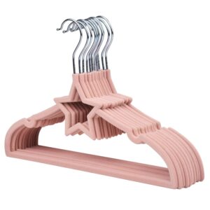 15-Pack Star Shape Pink Velvet Baby Clothes Hanger 13 inch / 32.5cm Children’s Coat Hanger Kids Clothes Hanger with Notched Shoulder and Non Slip Design for Newborn to Toddler Clothes