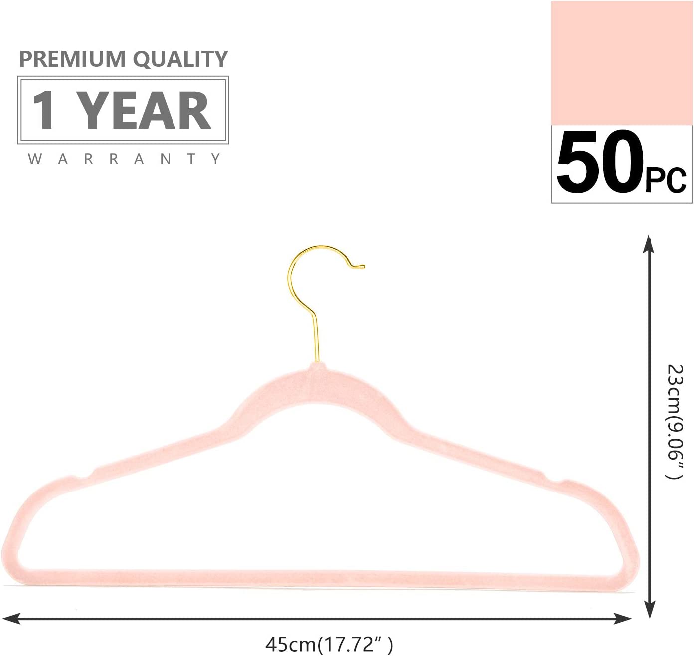 Premium Velvet Hangers - Pack of 50 - Pink - Top Notch DFW, LLC