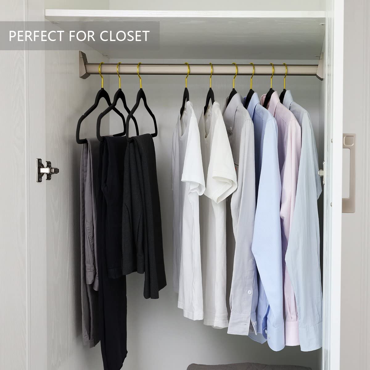 MIZGI Premium Velvet Hangers (50 Pack) Heavy Duty - Non Slip Felt Hangers -  Aqua Blue - Rose Gold Hooks,Space Saving Clothes Hangers,Durable Strong