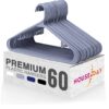 HOUSE DAY Plastic Hangers 60 Pack, Durable Clothes Hanger with Hooks, Space Saving Hangers are Perfect for Use in Any Closet, Light-Weight Clothes Hangers Plastic for Everyday Use, Grey