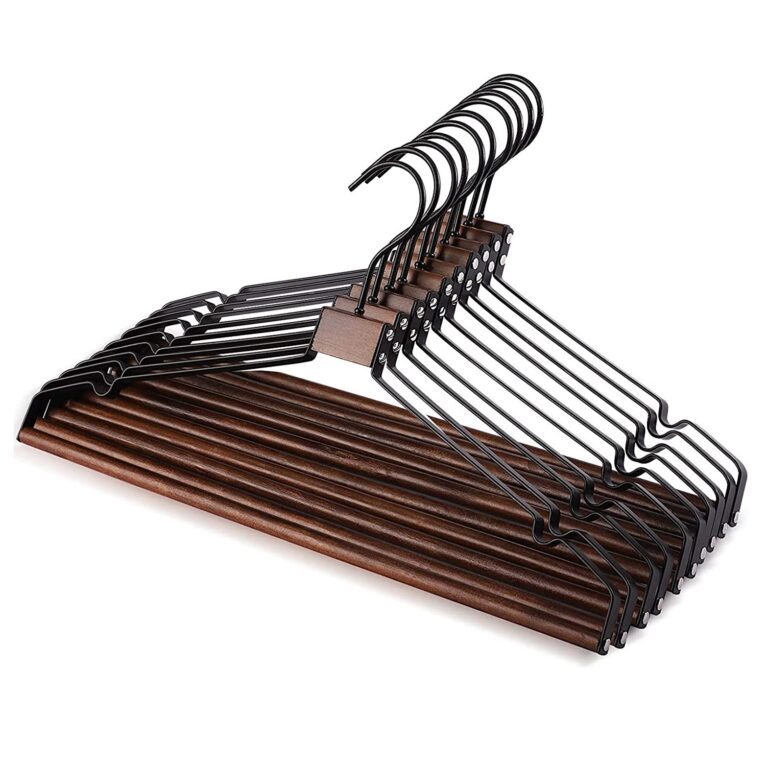 10Pack Premium Coat Hangers, Walnut Color Wooden iron Clothes Hangers