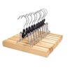 Nature Smile Wooden Pants Hangers 10 Pack Non Slip Skirt Hangers, Smooth Finish Solid Wood Clamp Hangers Hair Extension Hangers Jeans/Slack Hangers with 360° Swivel Hook - Pants Clip Hangers (Natural)