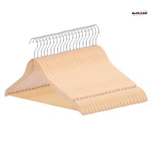 100-Packed  Natural Color Wooden Suit Hanger Smooth Finish B-Grade Quilty Solid Wood Coat Hanger with 360° Rotatable Hook.