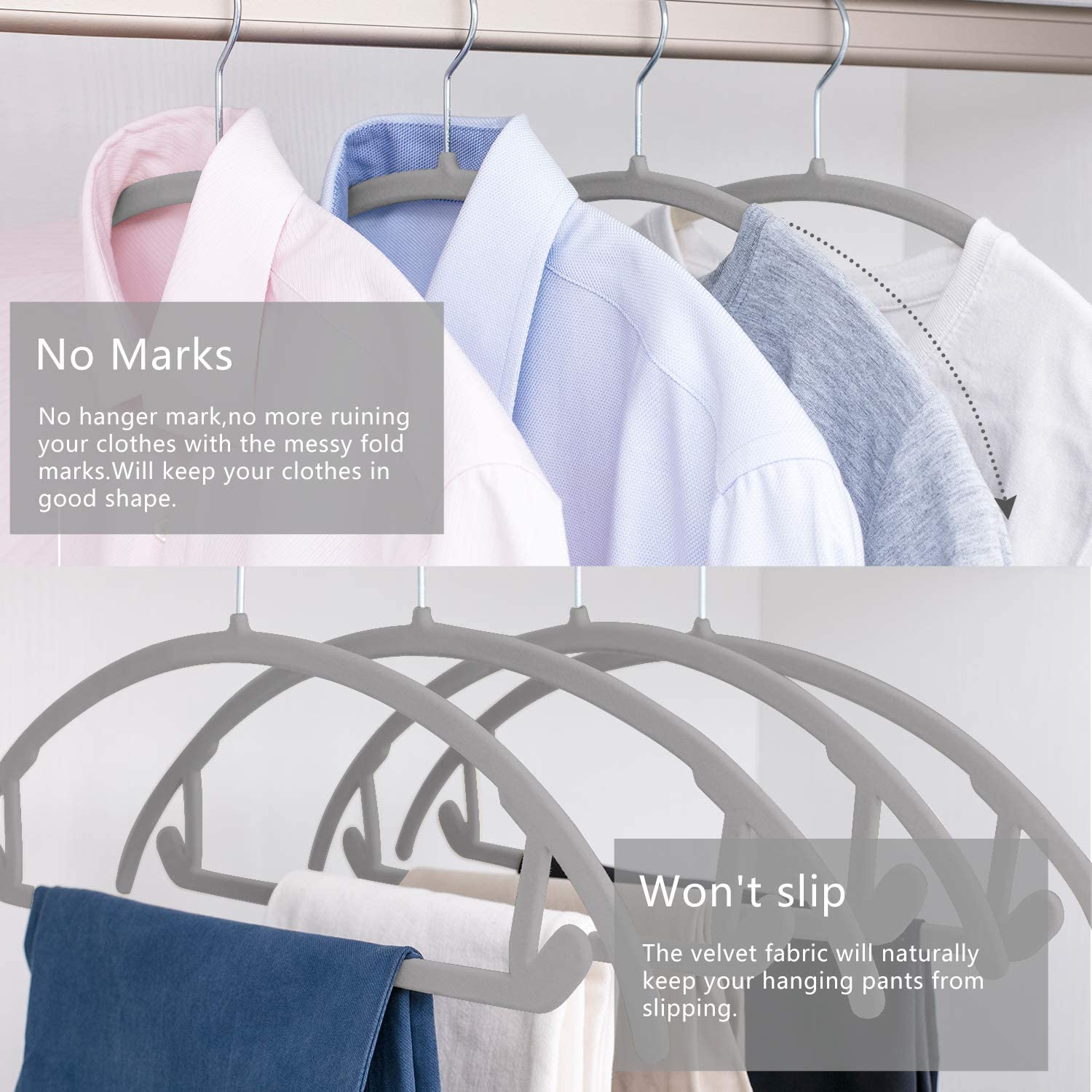 Premium Velvet Hangers (Pack of 50) Heavy duty- Non Slip No Shoulder ...