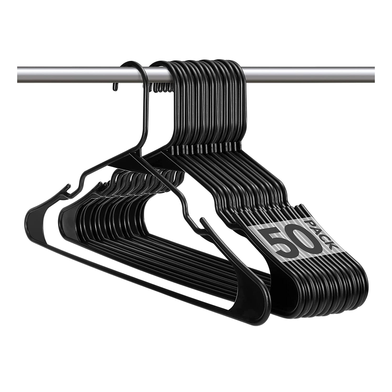HOUSE DAY Black Plastic Hangers 60 Pack, Durable Clothes Hanger with Hooks,  Space Saving Hangers are Perfect for Use in Any Closet, Light-Weight Clothes  Hangers Plastic for Everyday Use 