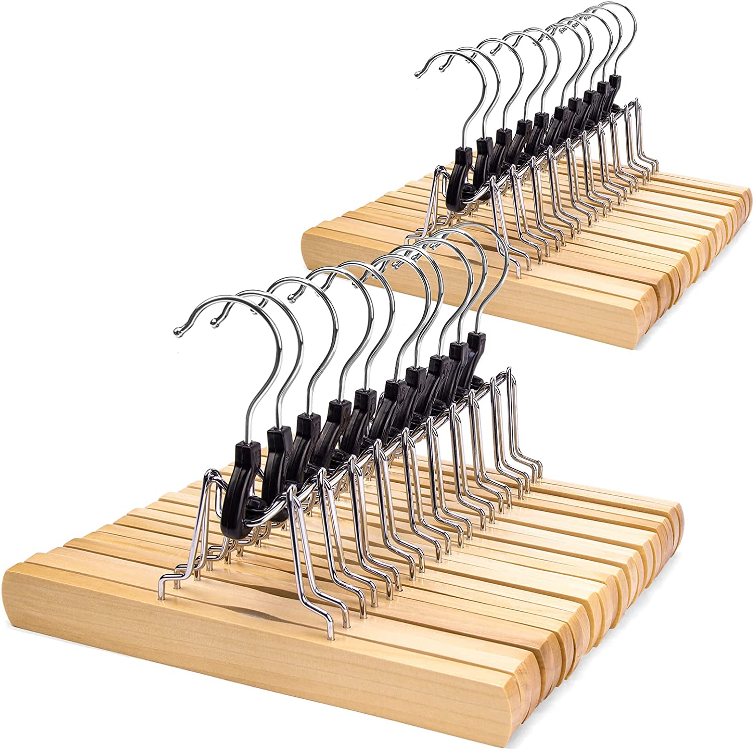 Nature Smile Wooden Pants Hangers 20 Pack Non Slip Skirt Hangers