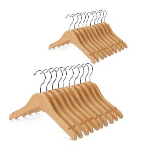 Nature Smile High Grade Solid Lotus Wooden Hangers -20 Pack - Solid Wood Dress Hangers,Shirt Hangers,Coat Jacket Clothes Hangers,With Extra Smooth Finish, 360 Degree Swivel Hook(Natural)