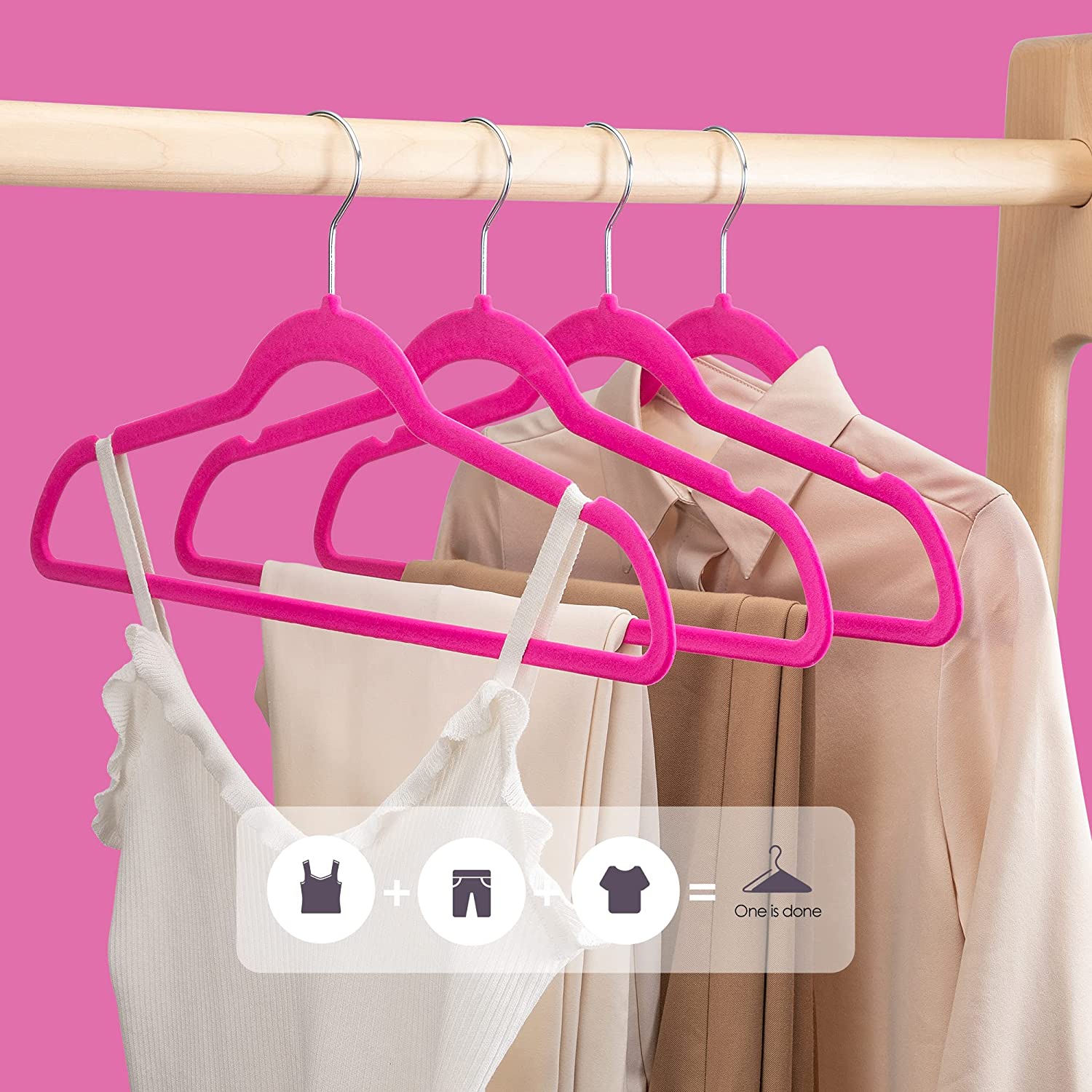 HOUSE DAY Hot Pink Velvet Hangers 60 Pack, Premium Clothes Hangers