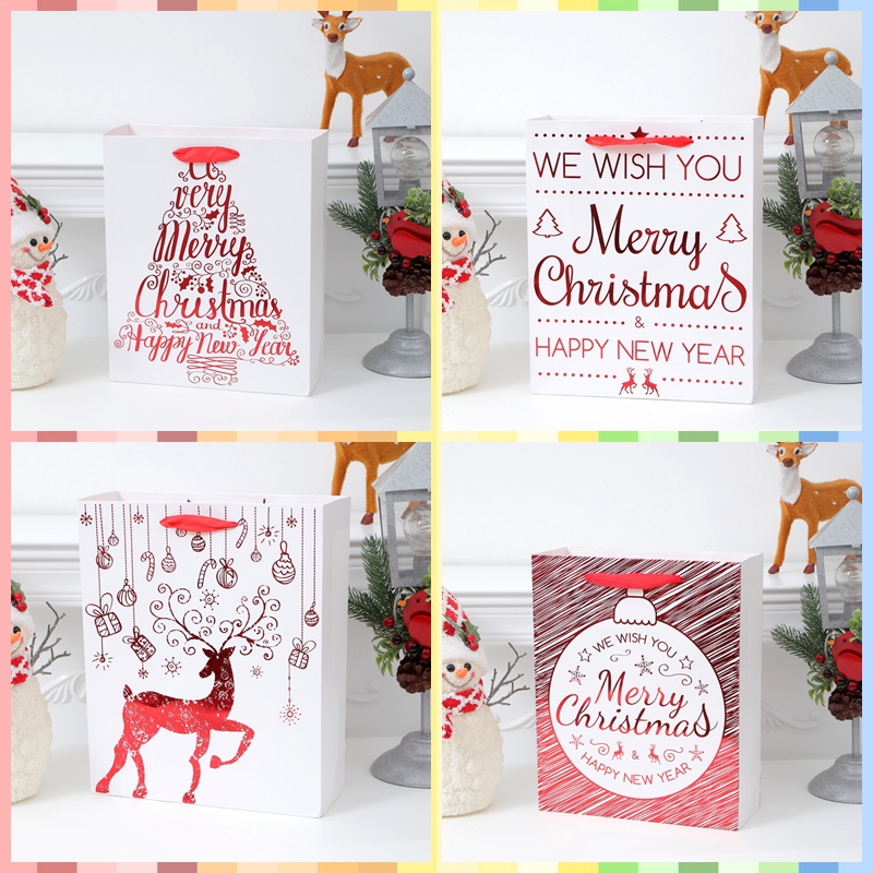 REDDOTGIFT Christmas Gift Bags,A4/A5 size Durable Christmas Bags with Handles,Reusable Small Gift Bags Xmas Paper Bags, Party Favors Holiday Gift Bags