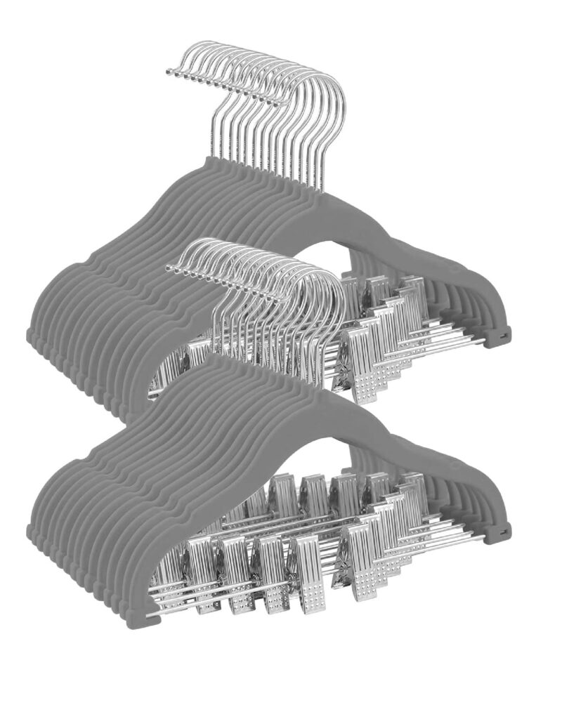 Baby Velvet Pants Hangers, 20Pack NonSlip Clothes Hangers with clip for Kids,Space Saving,Kids