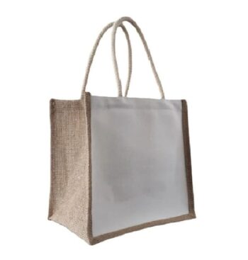 Linen Pu Coating Reusable Jute Shopping Bag Beach Blonde Handbags Canvas Tote Bags For Women Grocery Bag Large.